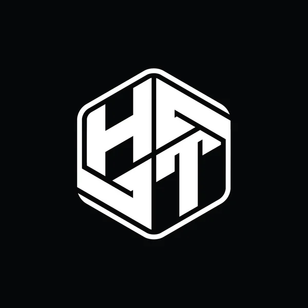 Soyut Izole Tasarım Şablonu Ile Harfi Logo Monogram Altıgen Şekli — Stok fotoğraf