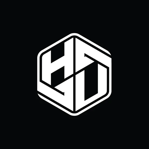 Logo Letter Logo Monogram Hexagon Shape Ornaments Isolated Outline Design — 스톡 사진