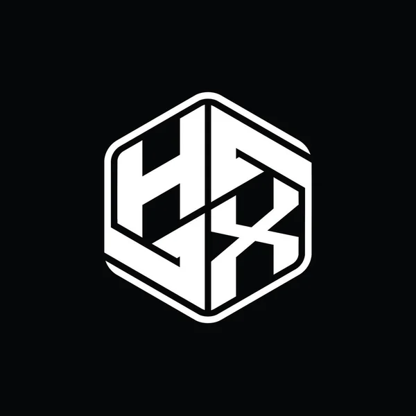 Hxレターロゴモノグラム六角形装飾抽象的な独立したアウトラインデザインテンプレート — ストック写真