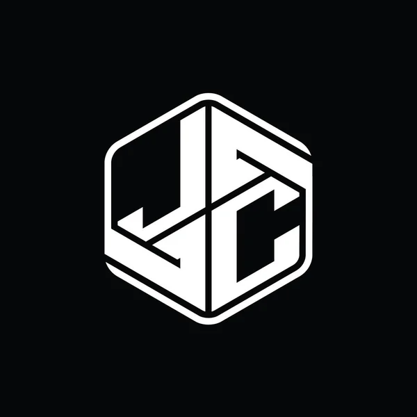 Jcレターロゴモノグラム六角形の装飾抽象的な独立したアウトラインデザインテンプレート — ストック写真