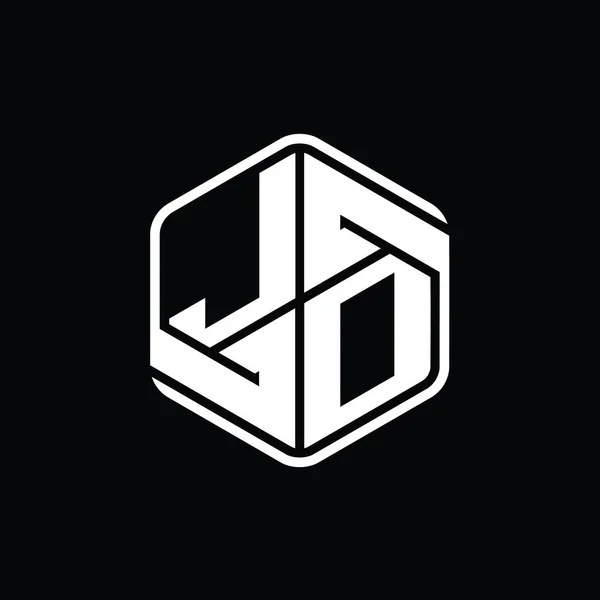 Jd文字ロゴモノグラム六角形の装飾抽象的な独立したアウトラインデザインテンプレート — ストック写真