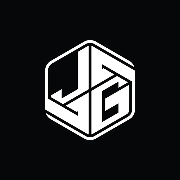 Jgレターロゴモノグラム六角形の装飾抽象的なアウトラインデザインテンプレート — ストック写真