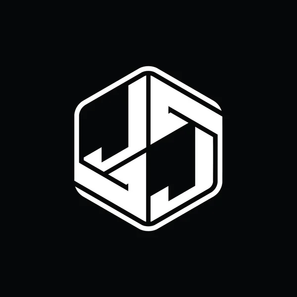 Jjレターロゴモノグラム六角形装飾抽象的なアウトラインデザインテンプレート — ストック写真