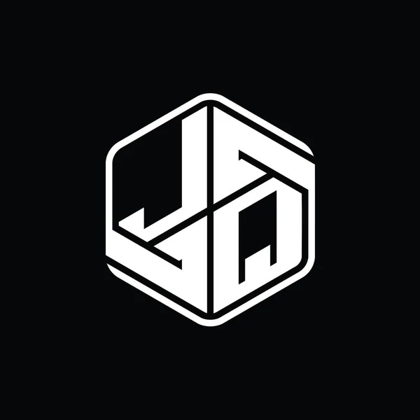 Jqレターロゴモノグラム六角形の装飾抽象的な独立したアウトラインデザインテンプレート — ストック写真