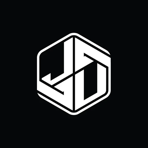 Letter Logo Monogram Hatszög Alakú Díszítés Absztrakt Elszigetelt Vázlat Tervezési — Stock Fotó