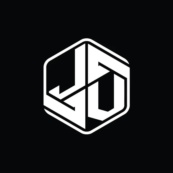 Letter Logo Monogram Šestiúhelník Tvar Ozdobou Abstraktní Izolované Obrys Design — Stock fotografie