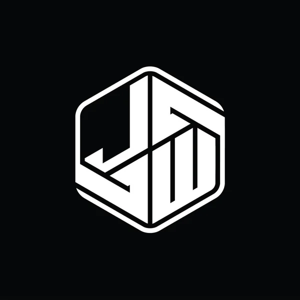 Levél Logo Monogram Hatszög Alakú Dísz Absztrakt Elszigetelt Vázlatos Tervezési — Stock Fotó