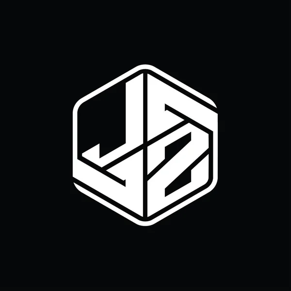 Jzレターロゴモノグラム六角形装飾抽象的な独立したアウトラインデザインテンプレート — ストック写真