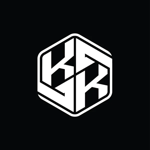 Kkレターロゴモノグラム六角形装飾抽象的な独立したアウトラインデザインテンプレート — ストック写真