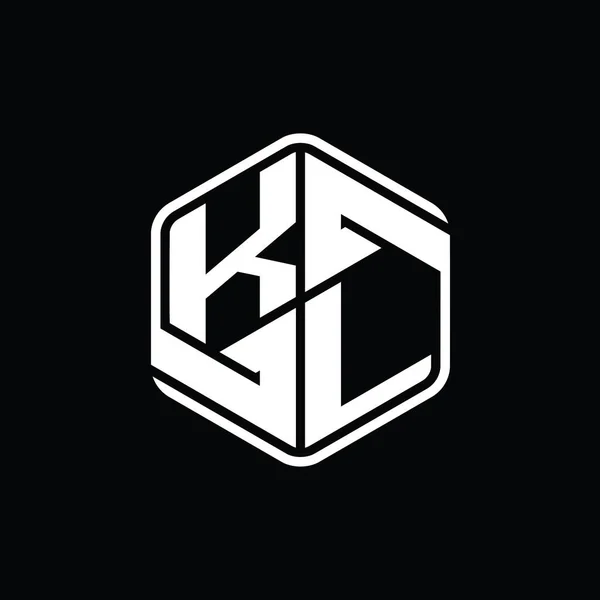 Letter Logo Monogram Zeshoekige Vorm Met Ornament Abstracte Geïsoleerde Schets — Stockfoto