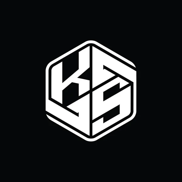 Bogstav Logo Monogram Sekskant Form Med Ornament Abstrakt Isoleret Skitse - Stock-foto