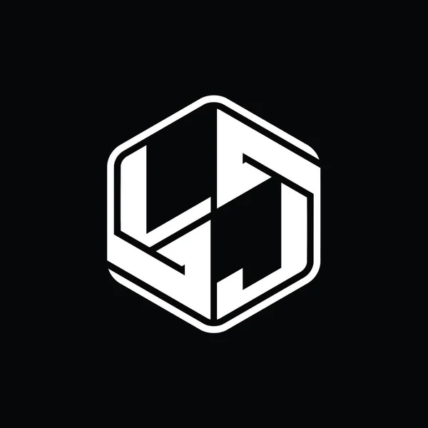 Letterロゴモノグラム六角形形装飾抽象的なアウトラインデザインテンプレート — ストック写真