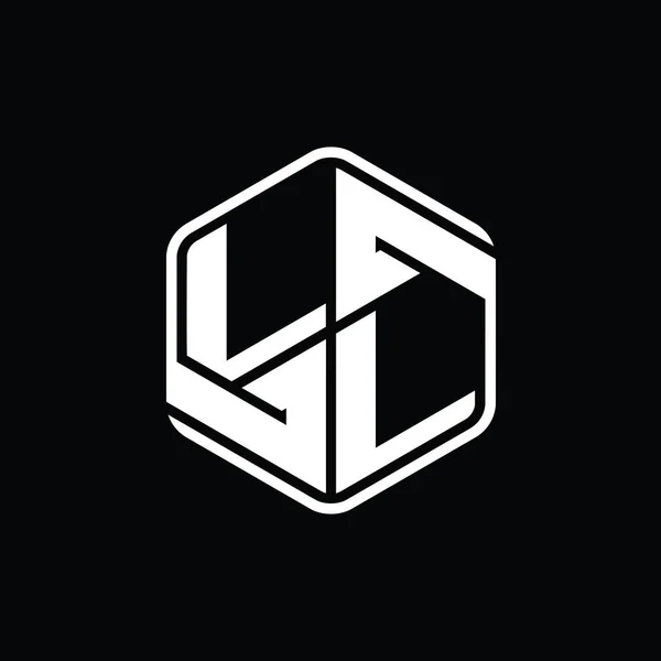 Písmeno Logo Monogram Šestiúhelník Tvar Ornamentem Abstraktní Izolované Obrys Design — Stock fotografie