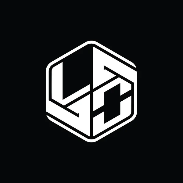 Логотип Буквы Логотип Шестиугольник Формы Орнаментом Абстрактный Изолированный Дизайн Контура — стоковое фото