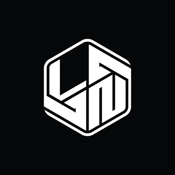 Lnレターロゴモノグラム六角形装飾抽象的な独立したアウトラインデザインテンプレート — ストック写真