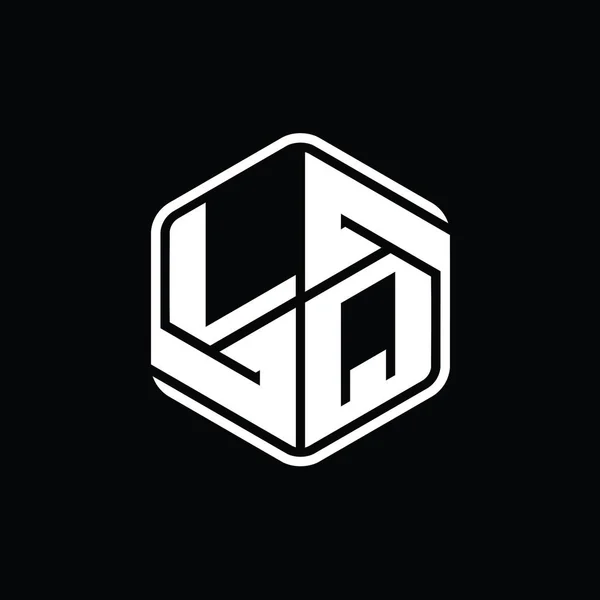 Lqレターロゴモノグラム六角形の装飾抽象的な独立したアウトラインデザインテンプレート — ストック写真