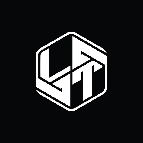 Lt文字ロゴモノグラム六角形形装飾抽象的な独立したアウトラインデザインテンプレート — ストック写真