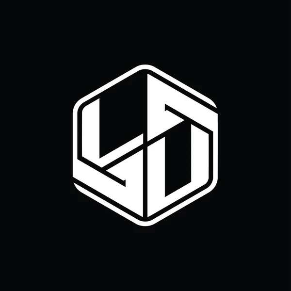 Letterロゴモノグラム六角形形装飾抽象的な孤立アウトラインデザインテンプレート — ストック写真