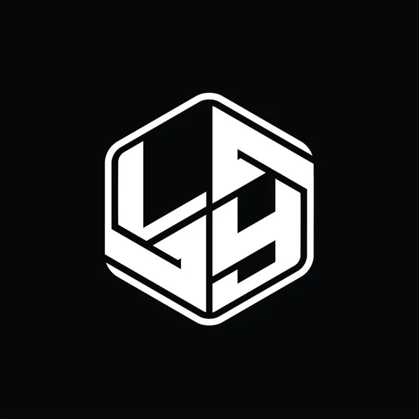 Letter Logo Monogram Hatszög Alakú Dísz Absztrakt Elszigetelt Vázlat Design — Stock Fotó