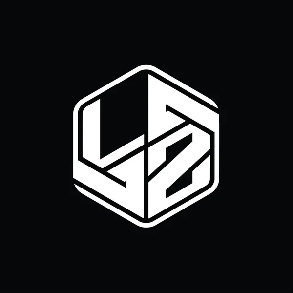 Lz手紙ロゴモノグラム六角形形装飾抽象的な独立したアウトラインデザインテンプレート — ストック写真
