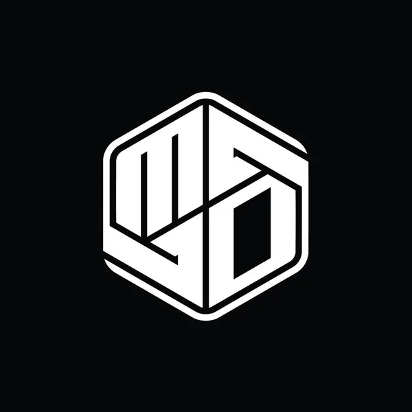 Letter Logo Monograma Hexágono Con Adorno Abstracto Plantilla Diseño Contorno — Foto de Stock