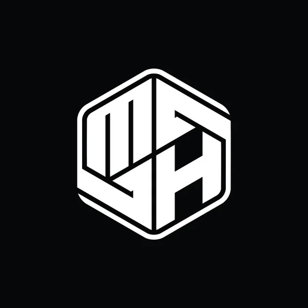 Letter Logo Monogram六角形の装飾抽象的なアウトラインデザインテンプレート — ストック写真
