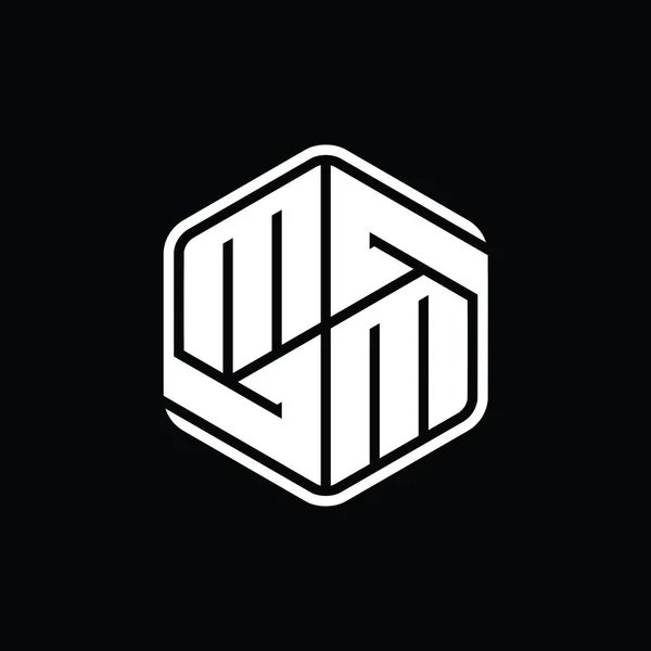 Letter Logo Monograma Forma Hexágono Com Ornamento Abstrato Modelo Design — Fotografia de Stock