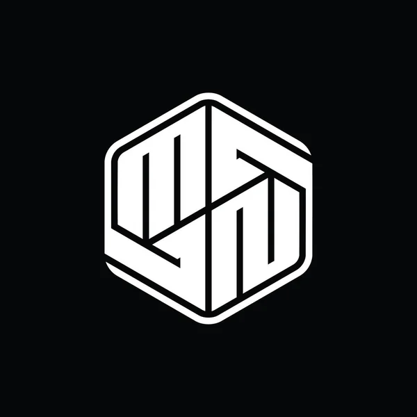 Bentuk Monogram Logo Monxagon Dengan Ornamen Abstrak Terisolasi Templat Desain — Stok Foto