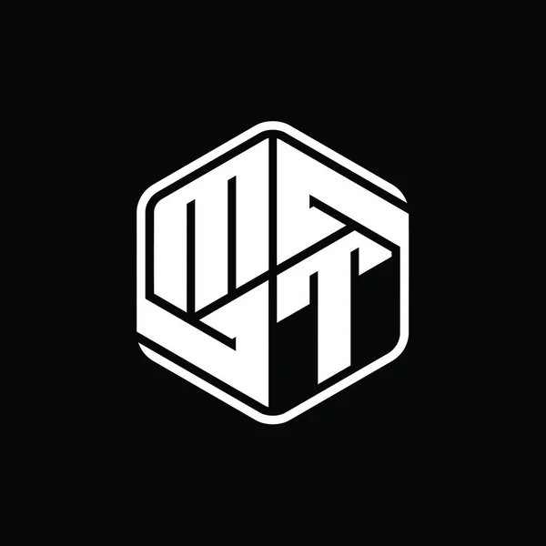 Mt手紙ロゴモノグラム六角形形装飾抽象的な孤立アウトラインデザインテンプレート — ストック写真