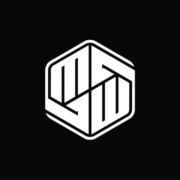 Bentuk Monogram Logo Dengan Ornamen Abstrak Garis Luar Terisolasi Templat — Stok Foto