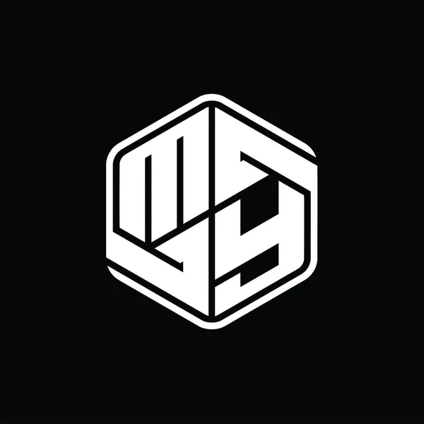 Logo Mongram Hexagon 추상적으로 디자인 템플릿 — 스톡 사진