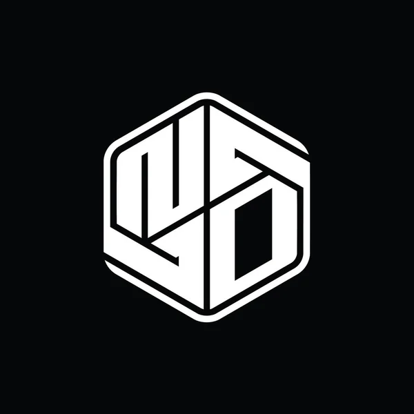 Nd文字ロゴモノグラム六角形形装飾抽象的な独立したアウトラインデザインテンプレート — ストック写真