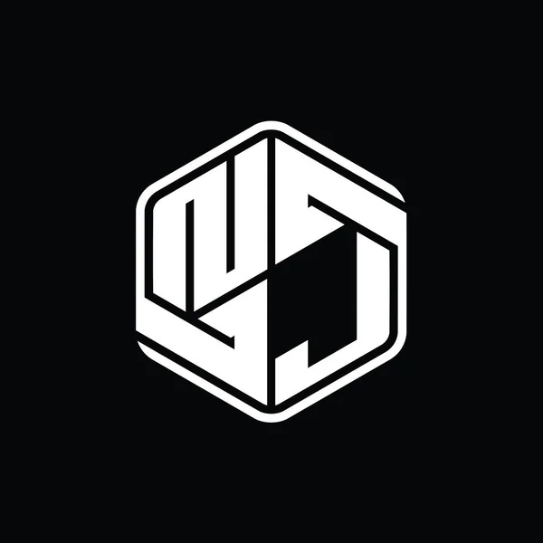 Huruf Logo Monogram Bentuk Heksagon Dengan Ornamen Abstrak Terisolasi Garis — Stok Foto
