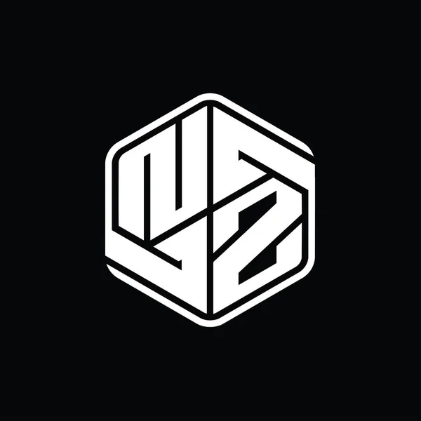 ニュージーランド文字ロゴモノグラム六角形の装飾抽象的な独立したアウトラインデザインテンプレート — ストック写真