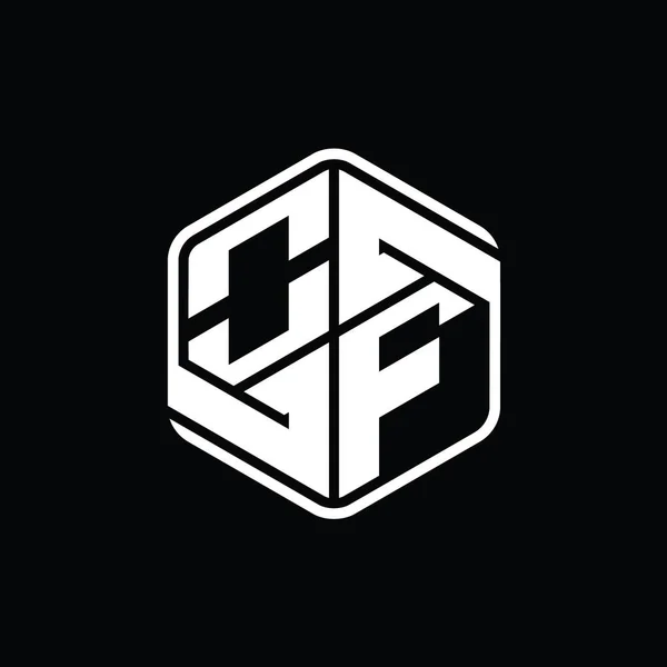 Bokstaven Logo Monogram Hexagon Form Med Prydnad Abstrakt Isolerad Skiss — Stockfoto