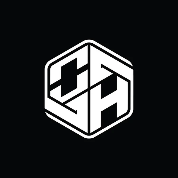 Letter Logo Mongram Hexagon Shape Ornament Abstract Isolated Outline Design — 图库照片
