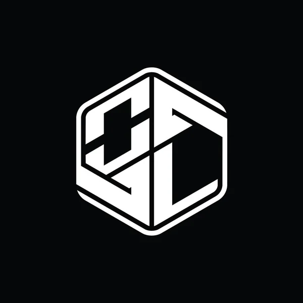 Letter Logo Monogram Sekskantform Med Utvendig Mal Design Pyntegjenstander – stockfoto