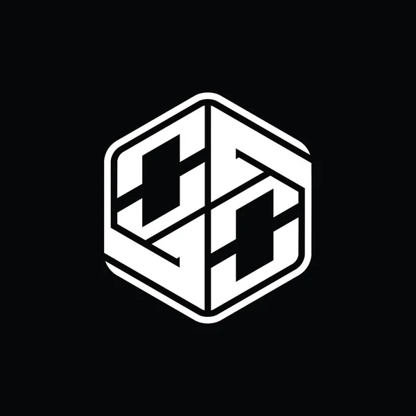 Літера Логотип Монограма Шестикутника Орнаментом Абстрактний Ізольований Шаблон Контуру Дизайну — стокове фото