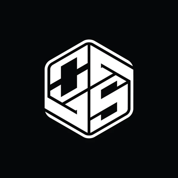 Логотип Логотипа Шестиугольник Формы Орнаментом Абстрактный Изолированный Дизайн Контура Шаблона — стоковое фото