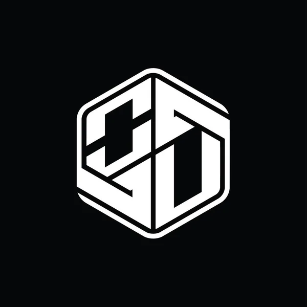 Bentuk Monxagon Logo Letter Logo Dengan Ornamen Templat Desain Pinggiran — Stok Foto