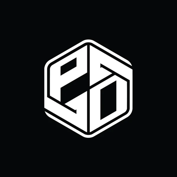 Монограмма Логотипа Шестиугольник Орнаментом Абстрактный Изолированный Дизайн Контура Шаблона — стоковое фото