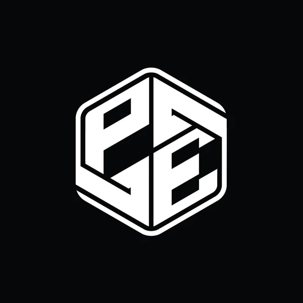 Huruf Logo Monogram Bentuk Heksagon Dengan Ornamen Abstrak Terisolasi Garis — Stok Foto