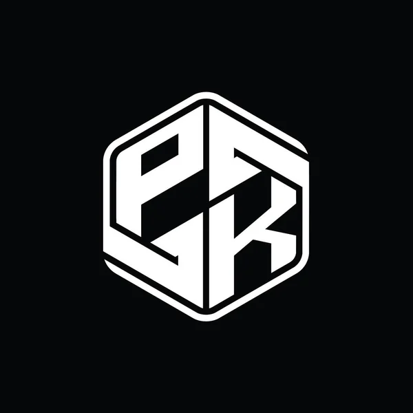 Pkレターロゴモノグラム六角形形装飾抽象的な独立したアウトラインデザインテンプレート — ストック写真