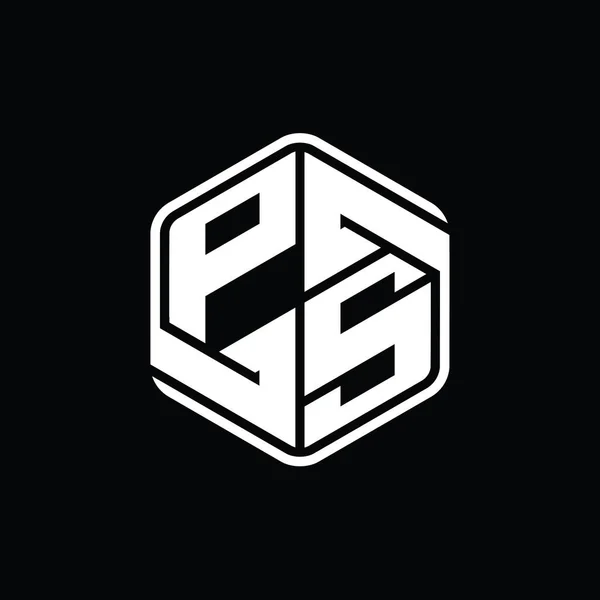 Буква Логотип Шестиугольник Формы Орнаментом Абстрактный Изолированный Дизайн Контура Шаблона — стоковое фото
