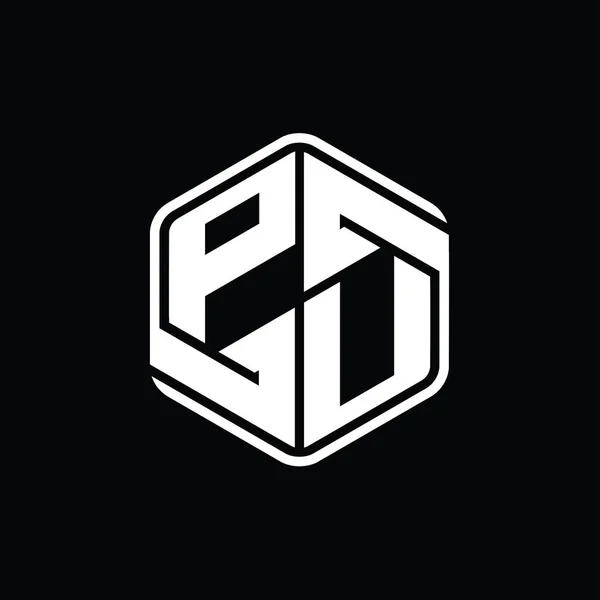 Letter Logo Monogram Hexagon Shape Ornament Abstract Isolated Outline Design — Stock Photo, Image