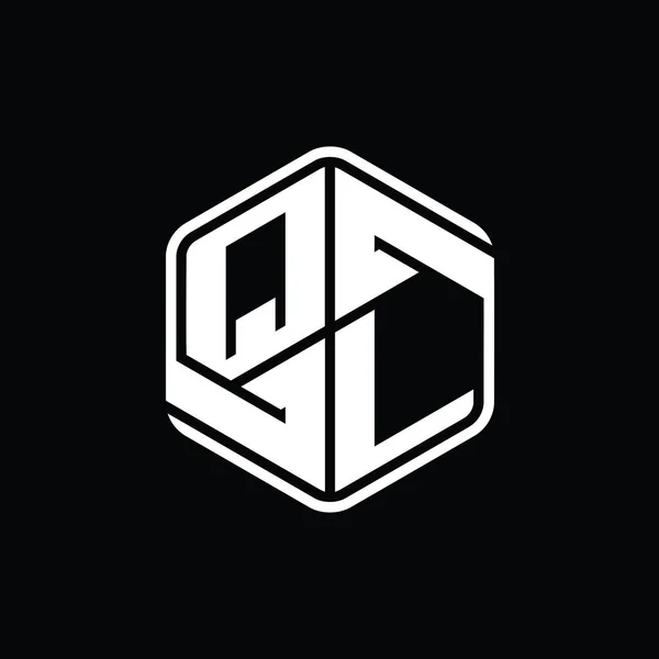 Letter Logo Monogramm Sechseck Form Mit Ornament Abstrakte Isolierte Umrisse — Stockfoto