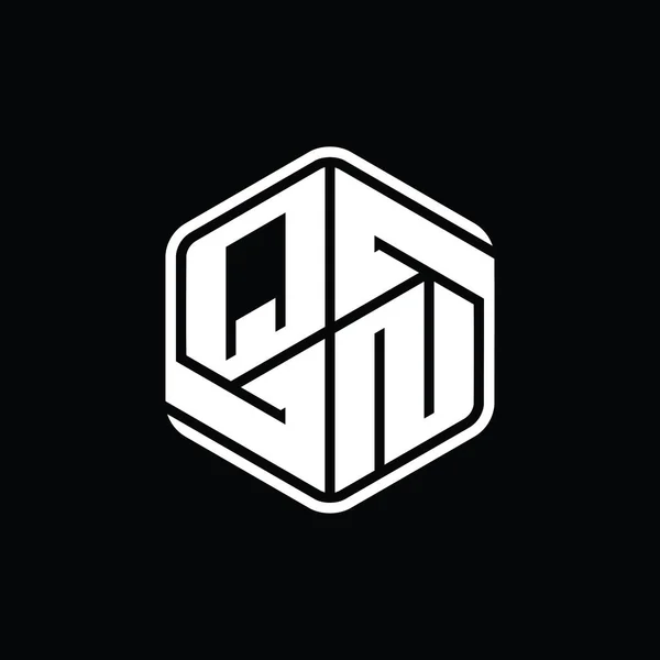 Letter Logo Monogram Šestiúhelník Tvar Ornamentem Abstraktní Izolovaný Obrys Design — Stock fotografie