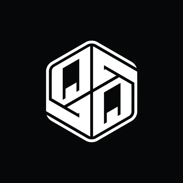 Qq手紙ロゴモノグラム六角形形装飾抽象的な独立したアウトラインデザインテンプレート — ストック写真