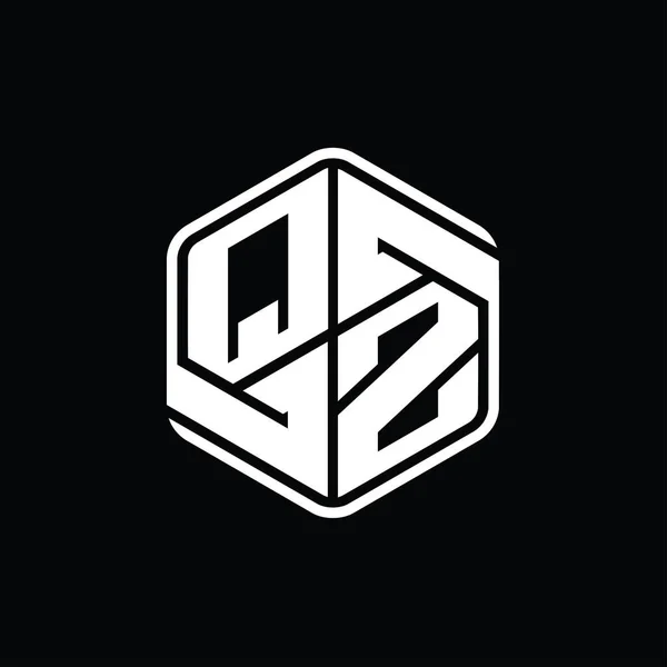 Qzレターロゴモノグラム六角形の装飾抽象的な独立したアウトラインデザインテンプレート — ストック写真
