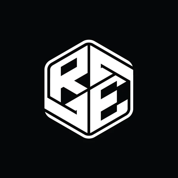 Letter Logo Monogram Hexagon Form Med Prydnad Abstrakt Isolerad Skiss — Stockfoto